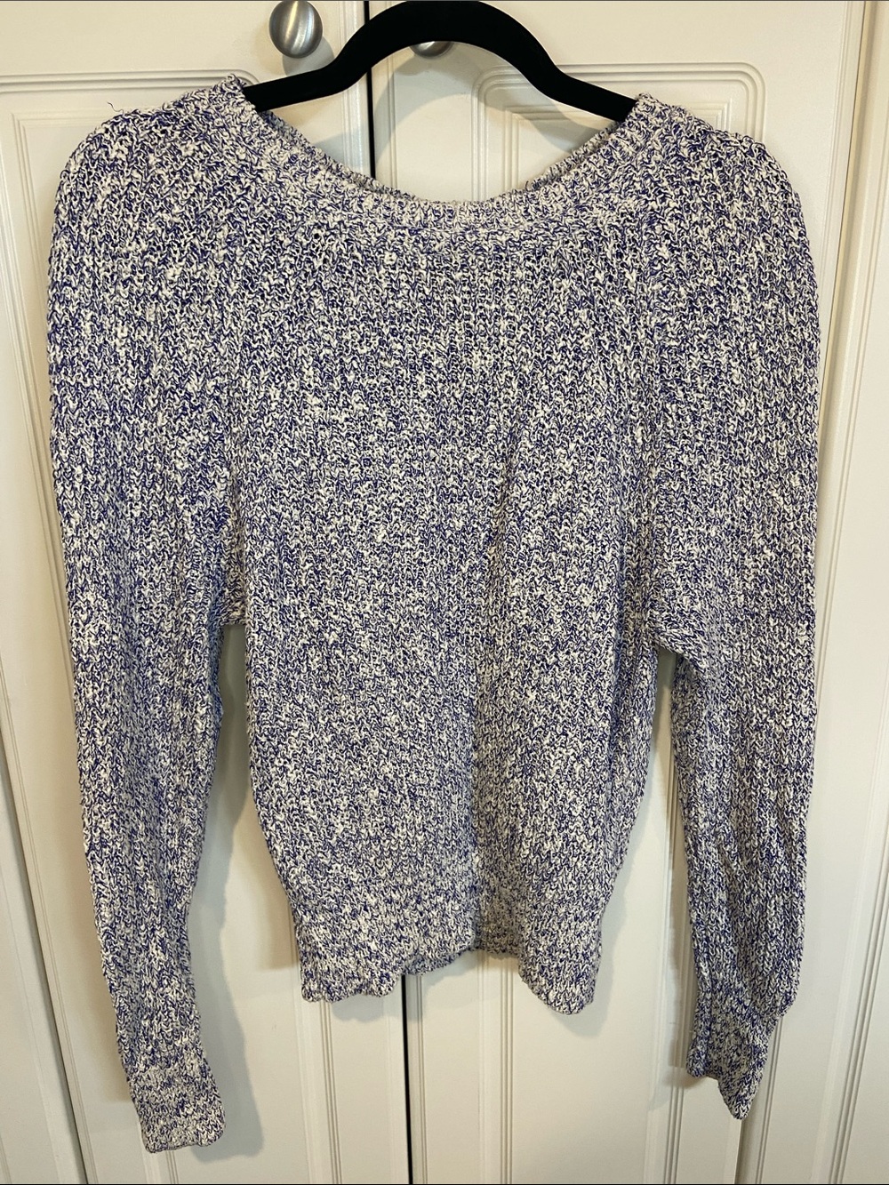 Free People Marled Blue & White Knit Sweater